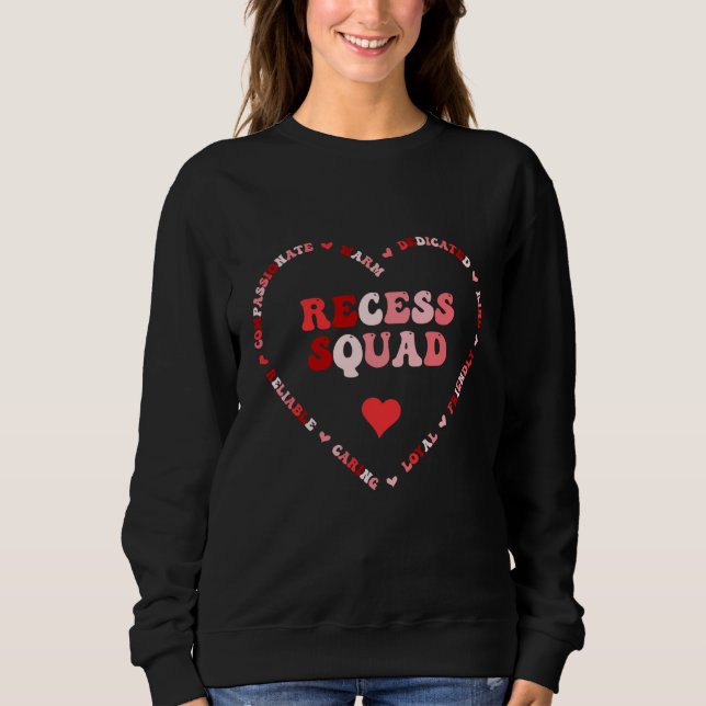 Sudadera Cute Recess Squad Valentines Day Heart (Anverso)