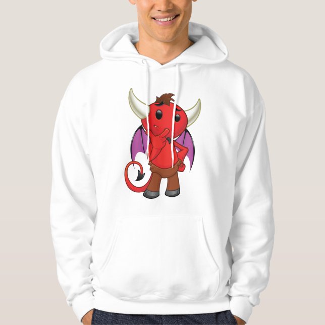 Sudadera Cute Red Devil Character Thinking Mischievous (Anverso)
