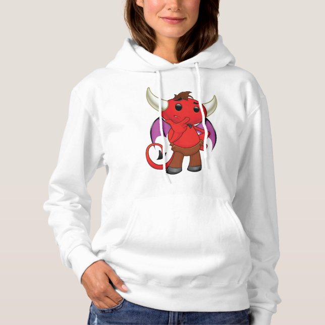 Sudadera Cute Red Devil Character Thinking Mischievous (Anverso)