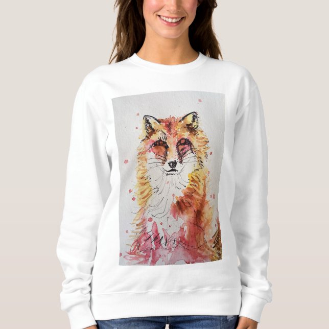 Sudadera Cute Red Fox Whimsical Watercolor Mujeres (Anverso)