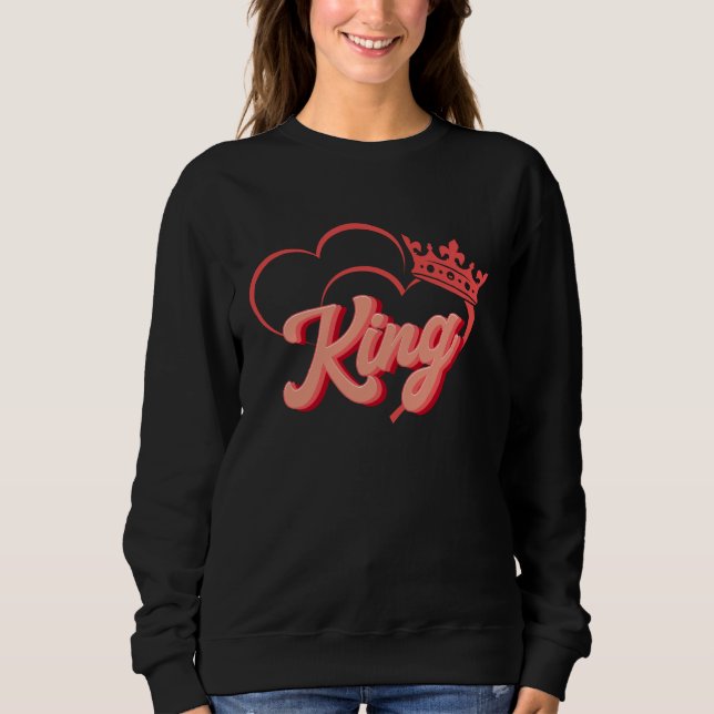 Sudadera Cute Red Heart King Queen Valentines Day Matching  (Anverso)