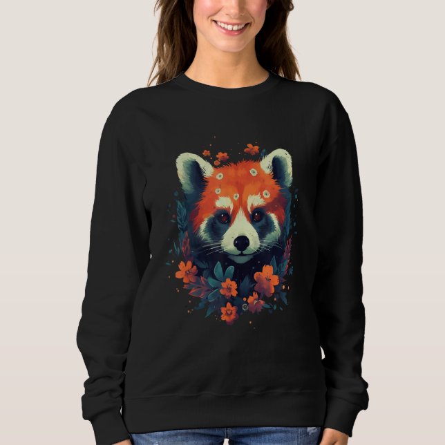 Sudadera Cute Red Panda Flowers Graphic Animal  Print 1 (Anverso)