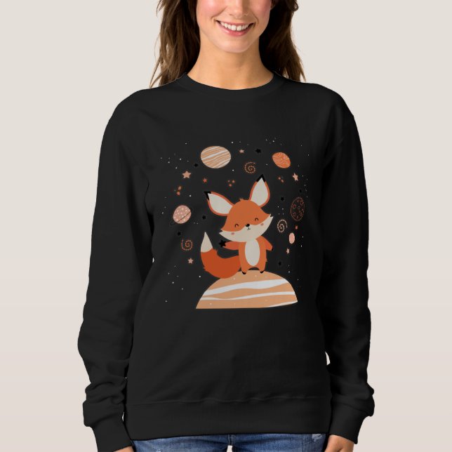 Sudadera Cute Red Space Fox Float In Space Alone Cosmic Ani (Anverso)