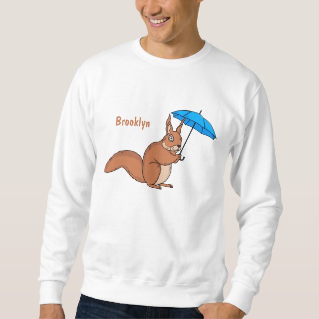 Sudadera Cute red squirrel with umbrella cartoon  (Anverso)