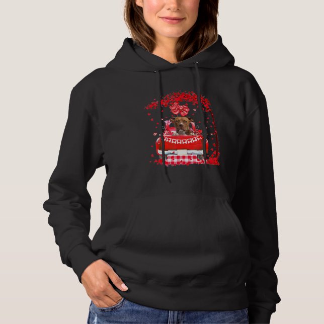 Sudadera Cute Red Truck Pitbull Terrier Valentines Day Cost (Anverso)