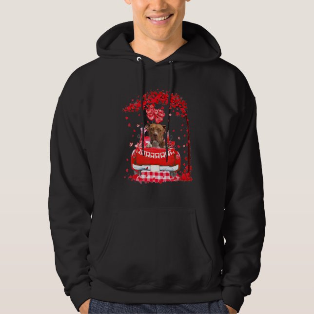 Sudadera Cute Red Truck Pitbull Terrier Valentines Day Cost (Anverso)