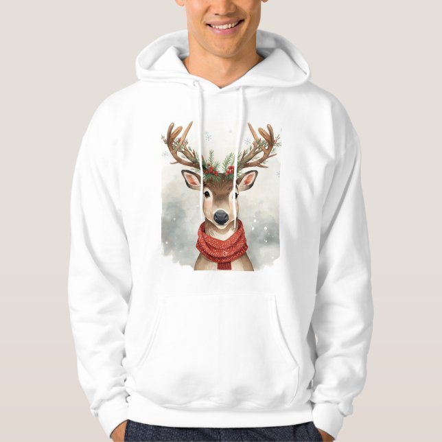 Sudadera Cute Reindeer Christmas Hoodie,Cozy Festive Winter (Anverso)