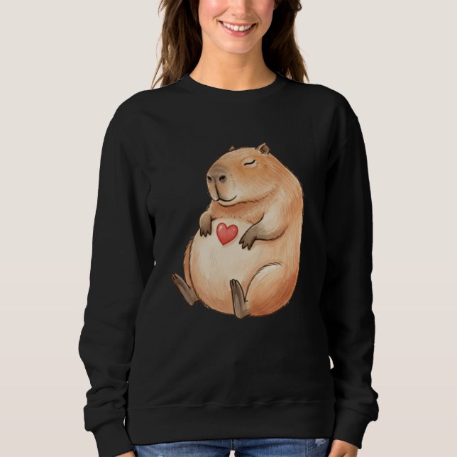 Sudadera Cute Relaxed Capybara Valetntines Day Kawaii Heart (Anverso)