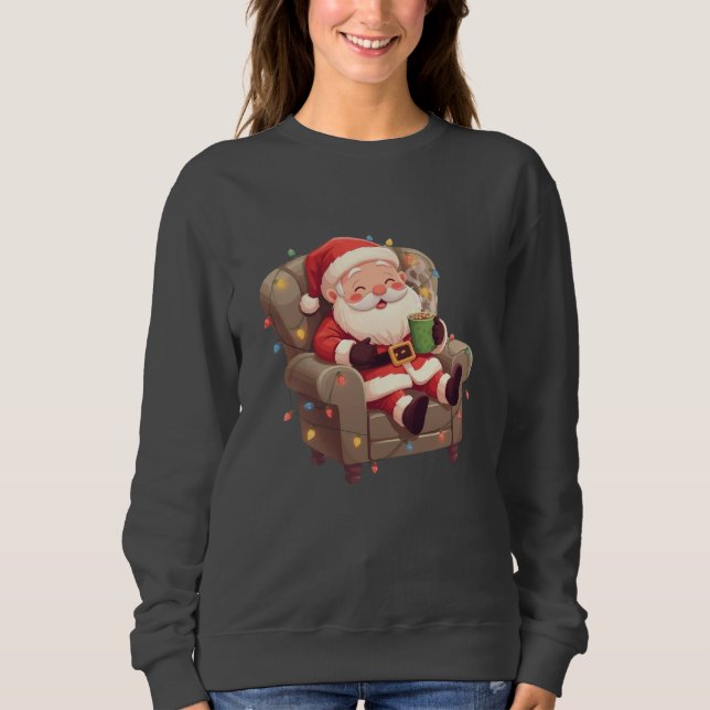 Sudadera Cute Relaxing Santa Illustration – Cozy Christmas  (Anverso)