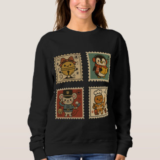 Sudadera Cute Retro Christmas Stamp Collage Women’s