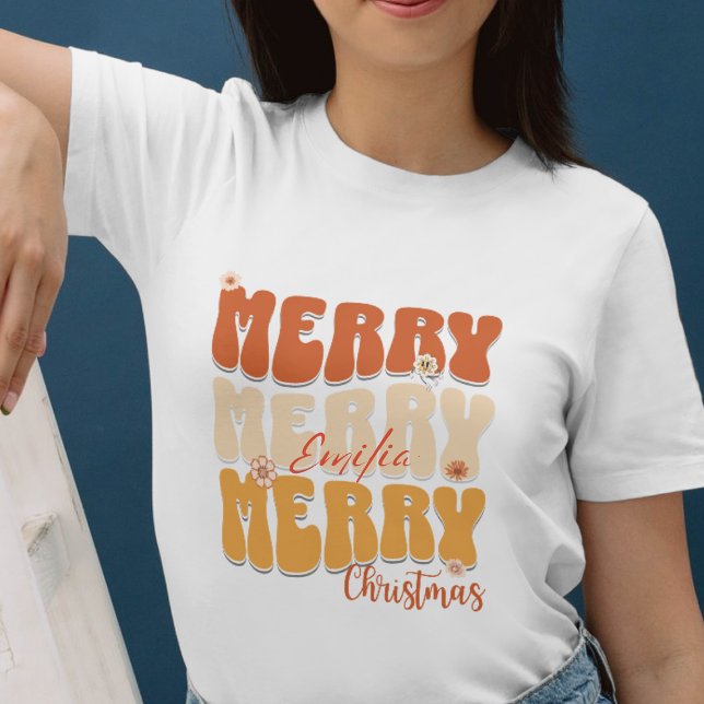 Sudadera Cute Retro Merry Christmas Script Name Trending (Subido por el creador)