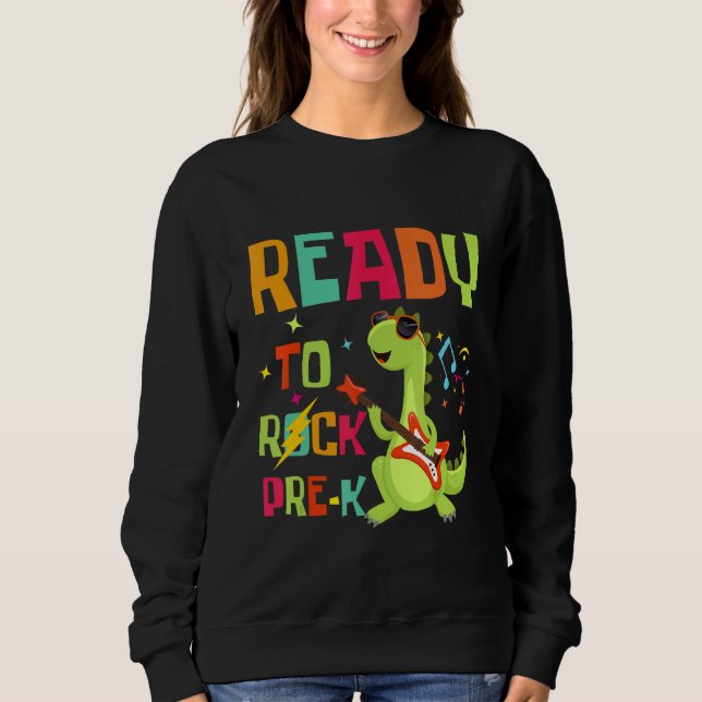 Sudadera Cute Rex Dino Playing Guitar Ready To Rock PRE K T (Anverso)