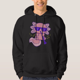 Sudadera Cute Rosa Kawaii Axolotl Con Gafas Jugando Clar