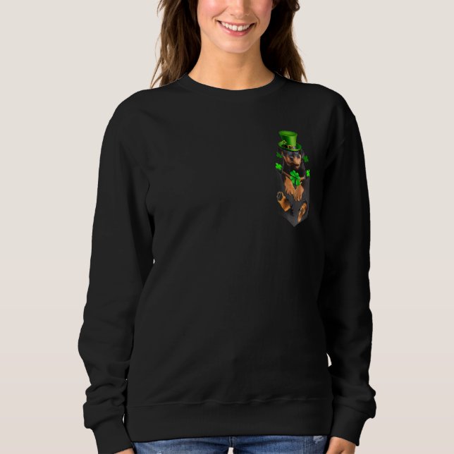Sudadera Cute Rottweiler Leprechaun en Pocket St. Patrick (Anverso)