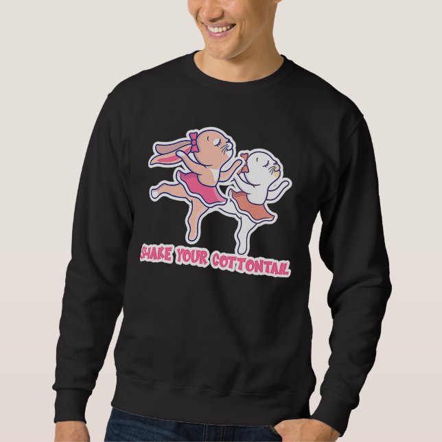 Sudadera Cute sacude tu cola de algodón de pascua conejo co (Anverso)