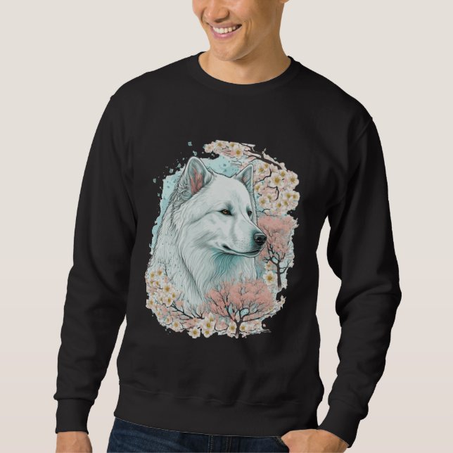 Sudadera Cute Samoyed Cherry Blossom Dog Breed Japanese Sak (Anverso)