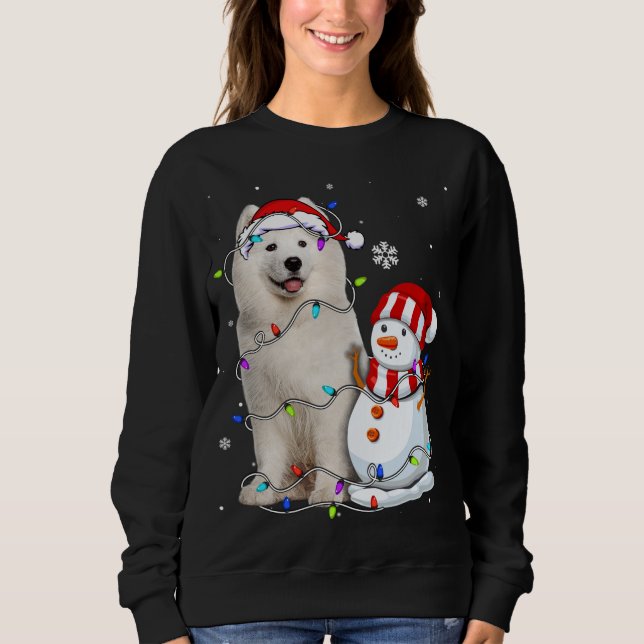 Sudadera Cute Samoyed Santa Hat Navidades Light Navidad (Anverso)