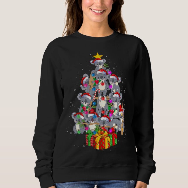 Sudadera Cute Santa Claus Koala Osa Luz De Árbol De Navidad (Anverso)