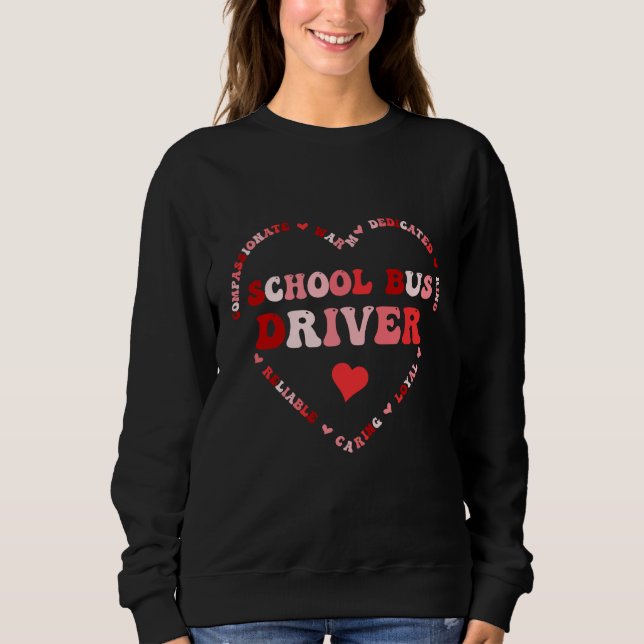 Sudadera Cute School Bus Driver Valentines Day Heart (Anverso)