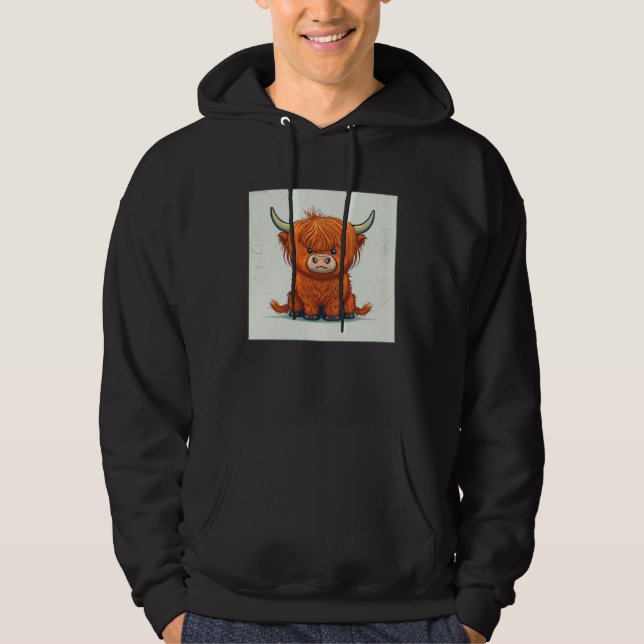 Sudadera Cute Scottish Highland Cow Illustration Little Hor (Anverso)
