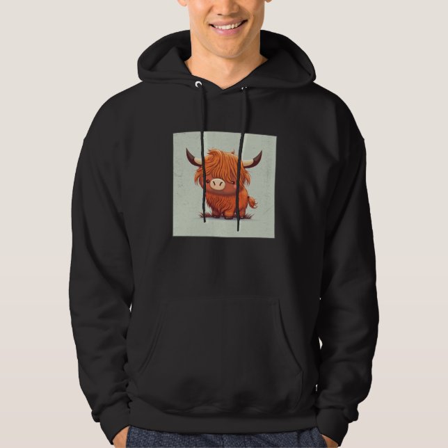 Sudadera Cute Scottish Highland Cow Illustration Little Hor (Anverso)
