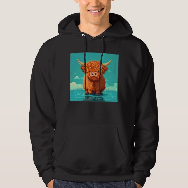 Sudadera Cute Scottish Highland Cow Illustration Little Hor (Anverso)