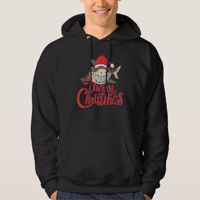 Sudadera Cute Shark Cheeky In The Ocean At Christmas Merry  (Anverso)