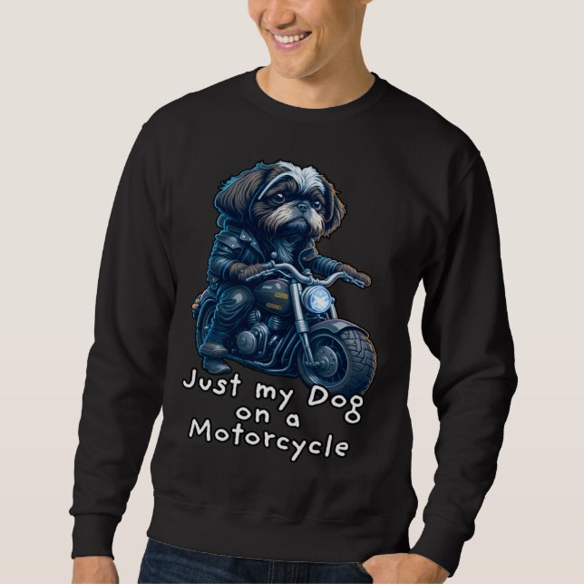 Sudadera Cute Shih Tzu ride on a motorcycle  Christmas (Anverso)