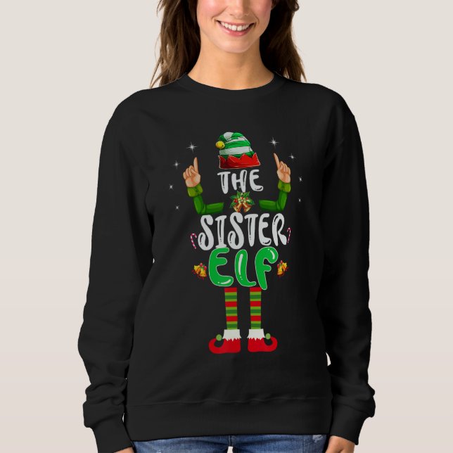 Sudadera Cute Sister Elf Matching Family Group Christmas Pa (Anverso)