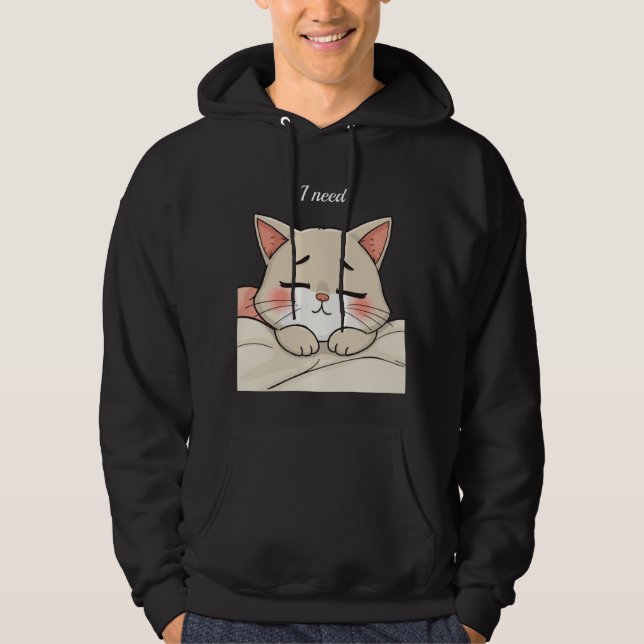 Sudadera Cute Sleeping Cat I Need a Nap Kawaii Artwork (Anverso)