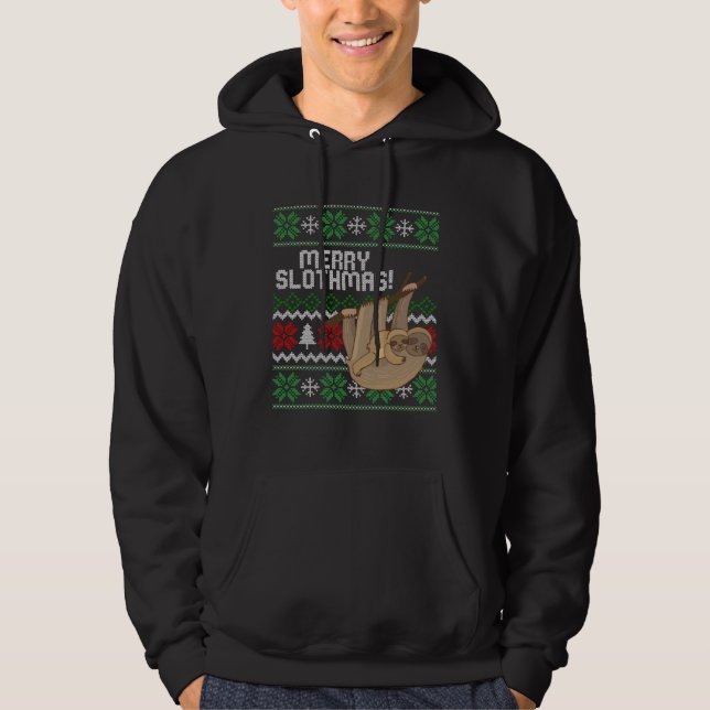 Sudadera Cute sloth Christmas Merry sloths ugly (Anverso)