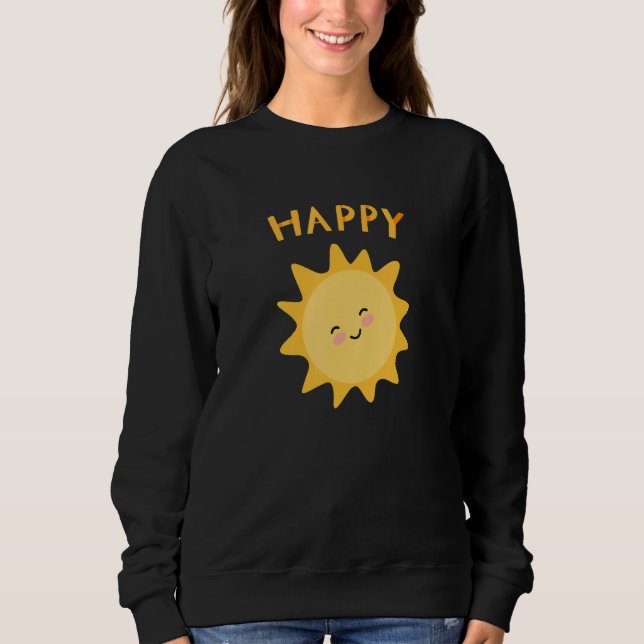 Sudadera Cute Smile Happy Face Unisex Yellow Fun Sun Summer (Anverso)