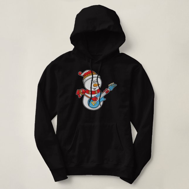 Sudadera Cute Snowman tocando guitarra (Diseño del anverso)