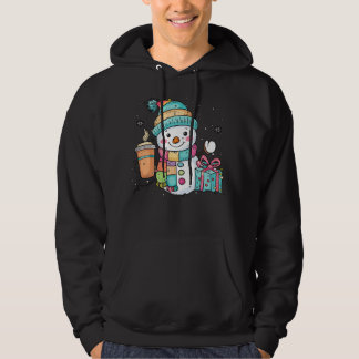 Sudadera Cute Snowman with Coffee and Gift - Pastel Christm