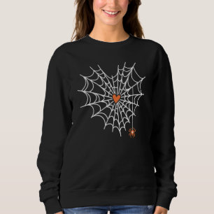 Sudadera Cute Spider Web Cobweb Heart Halloween Naranja 1