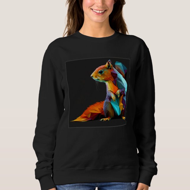 Sudadera Cute Squirrel Illustration Colorful Polygonal Pop  (Anverso)