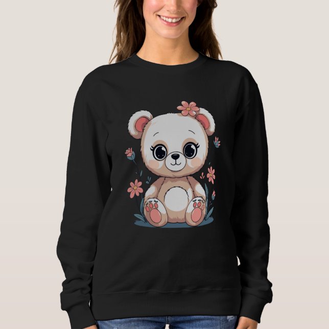Sudadera Cute Teddy Bear with Flowers Pastel Nursery (Anverso)