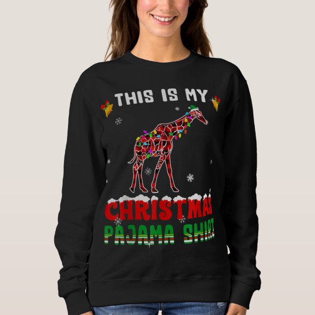 Sudadera Cute This Is My Christmas Lights Pajama Giraffe Re (Anverso)