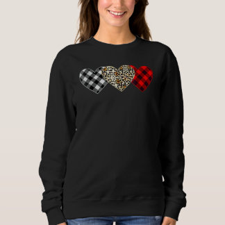 Sudadera Cute Three Heart Leopard Buffalo Red Black Plaid V