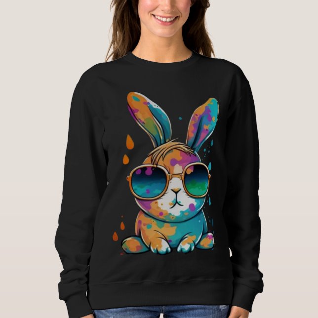 Sudadera Cute Tie Dye Bunny Face Happy Easter Day Rabbit Eg (Anverso)