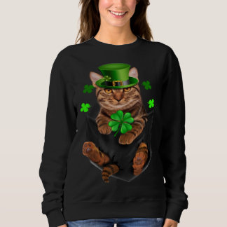 Sudadera Cute Tiger Cat Leprechaun in Pocket St Patrick s D