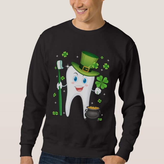 Sudadera Cute Tooth With Hat Dental Assistant  St Patricks  (Anverso)