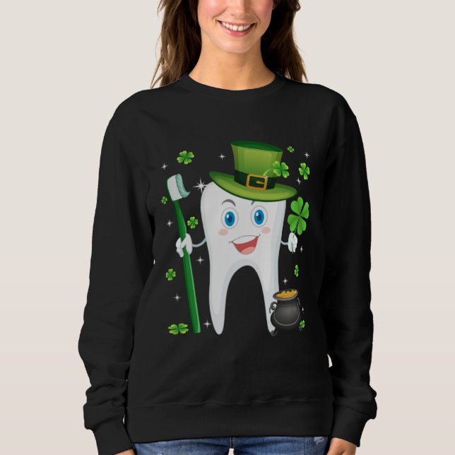 Sudadera Cute Tooth With Hat Dental Assistant  St Patricks  (Anverso)