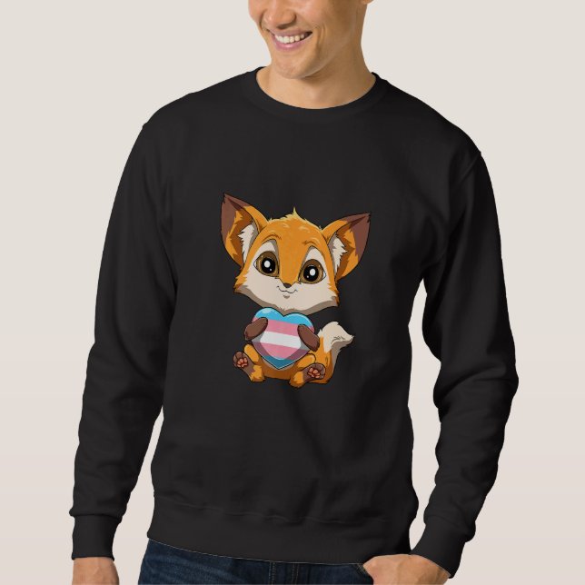 Sudadera Cute Transgender Pride Fox Fox Hugging Transgender (Anverso)