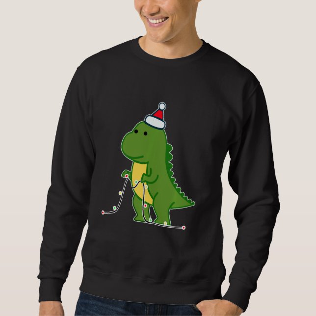 Sudadera Cute Tree Rex Funny Dinosaur Santa Hat Navidades D (Anverso)