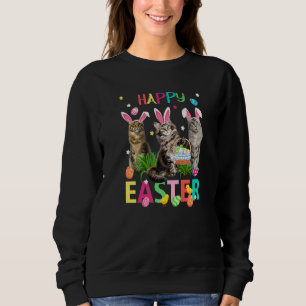Sudadera Cute Tres Gatos De Maine Llevan Oídos De Conejo Fe