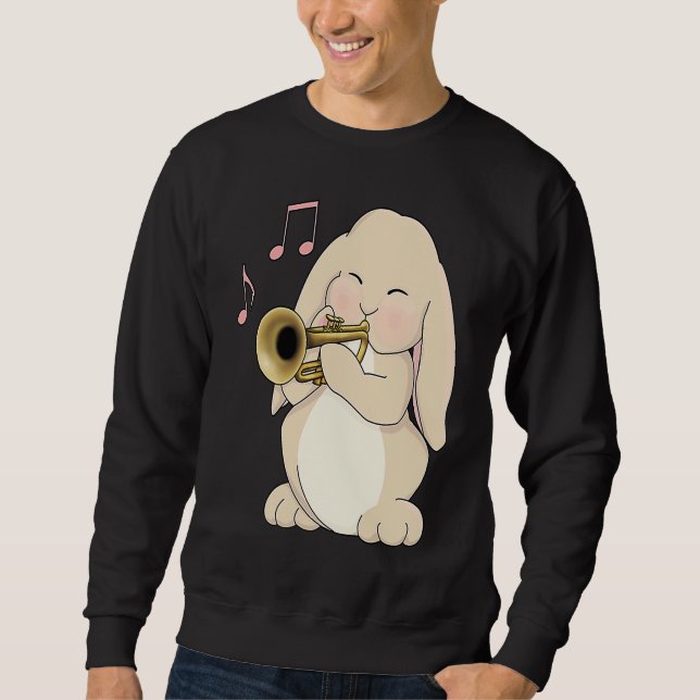 Sudadera Cute Trumpet Player Bunny Rabbit Music (Anverso)