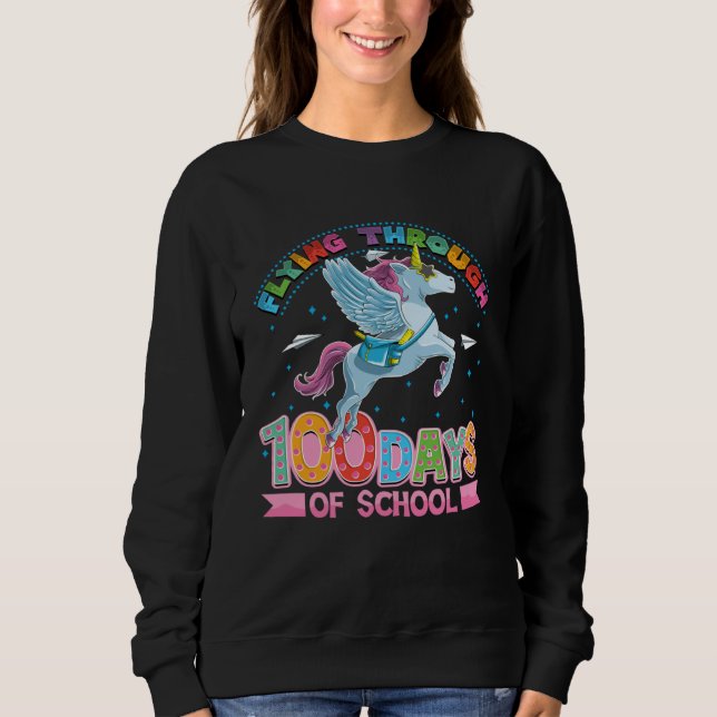 Sudadera Cute unicorn 100 days of school girls (Anverso)