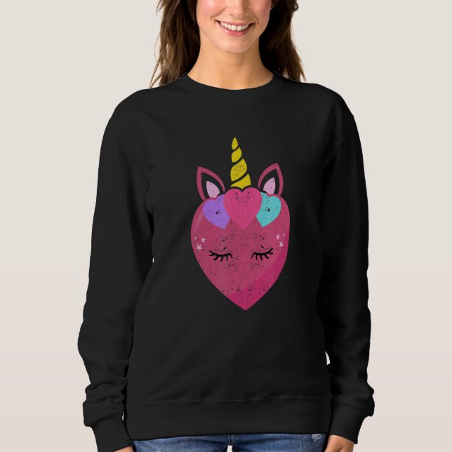 Sudadera Cute Unicorn Heart Valentines Day Unicorns  Couple (Anverso)