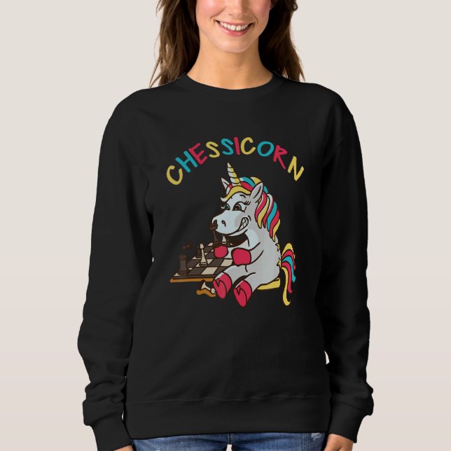 Sudadera Cute Unicorn Play Chess For Kids Chessicorn (Anverso)